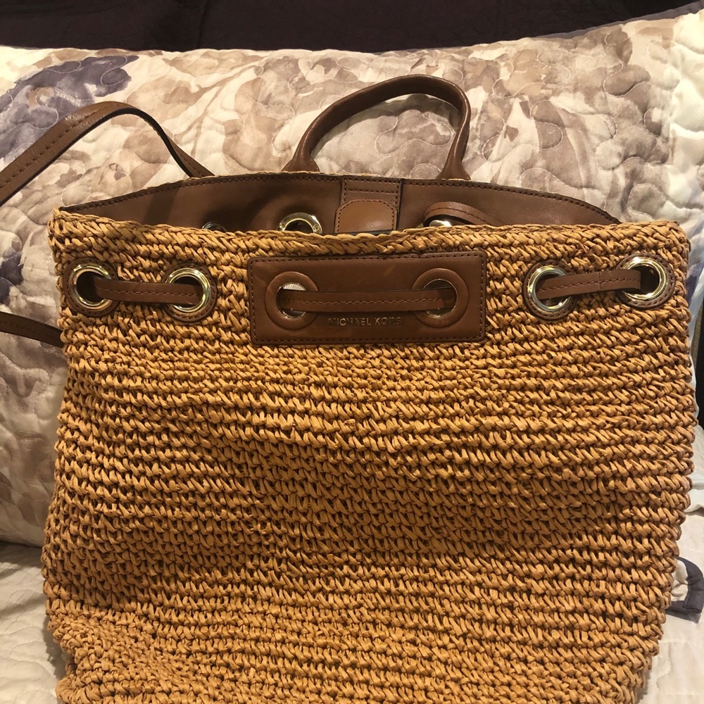 Michael Kors straw backpack